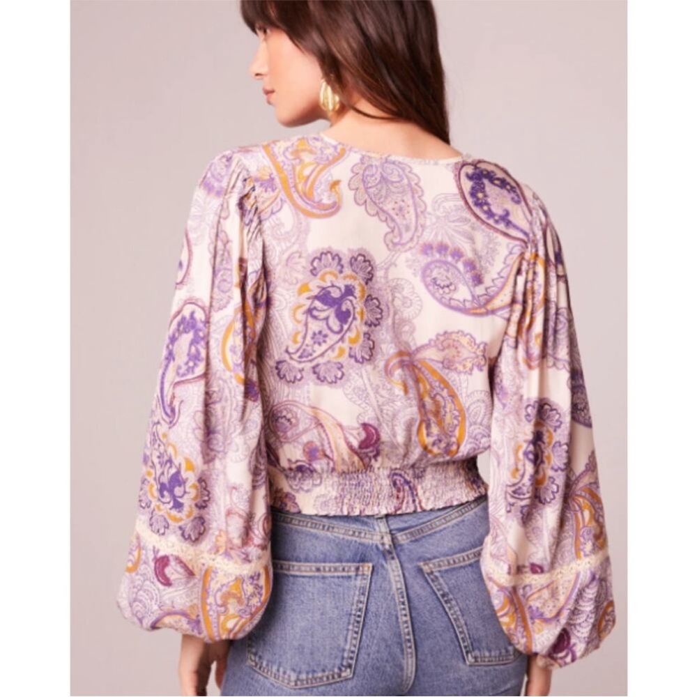Paisley Lace Trim Crop Top purple & cream - Picture 5 of 8